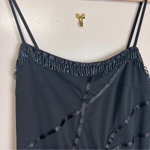 5.7.9 Black Beaded Spaghetti Strap Formal/Prom/Evening Dress Size Small EUC